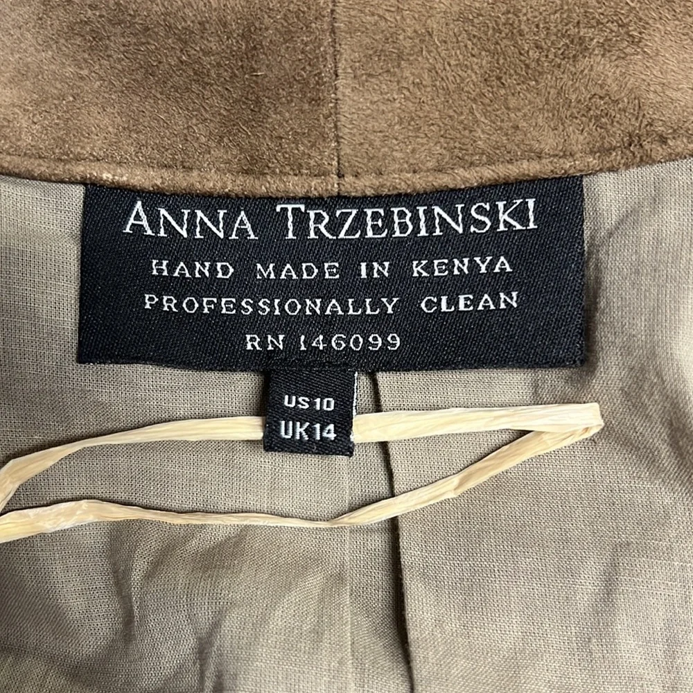 **SOLD** ANNA TRZEBINSKI NTITO COAT TAN SUEDE DUSTER - Picture 13 of 14